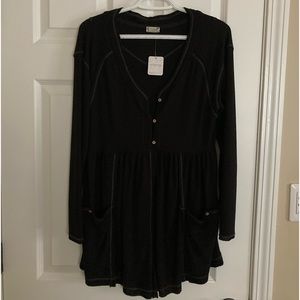 Free People Romper hooded~Small/black/